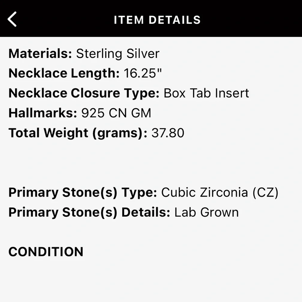 Sterling Silver Necklace with Cubic Zirconia - Picture 9 of 9